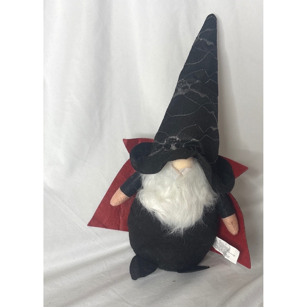 Target Halloween Vampire Gnome 13" Black Red Cape Skull Hat Plush Decor